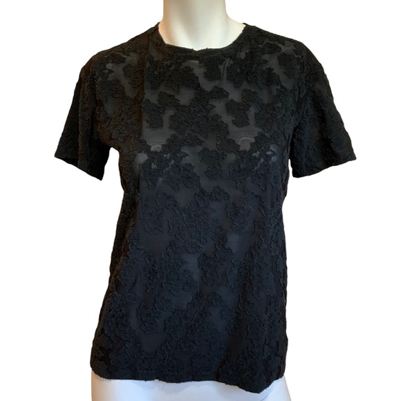 Aritzia Tops - Aritzia Wilfred Free Black Lace Short Sleeve Top sz S